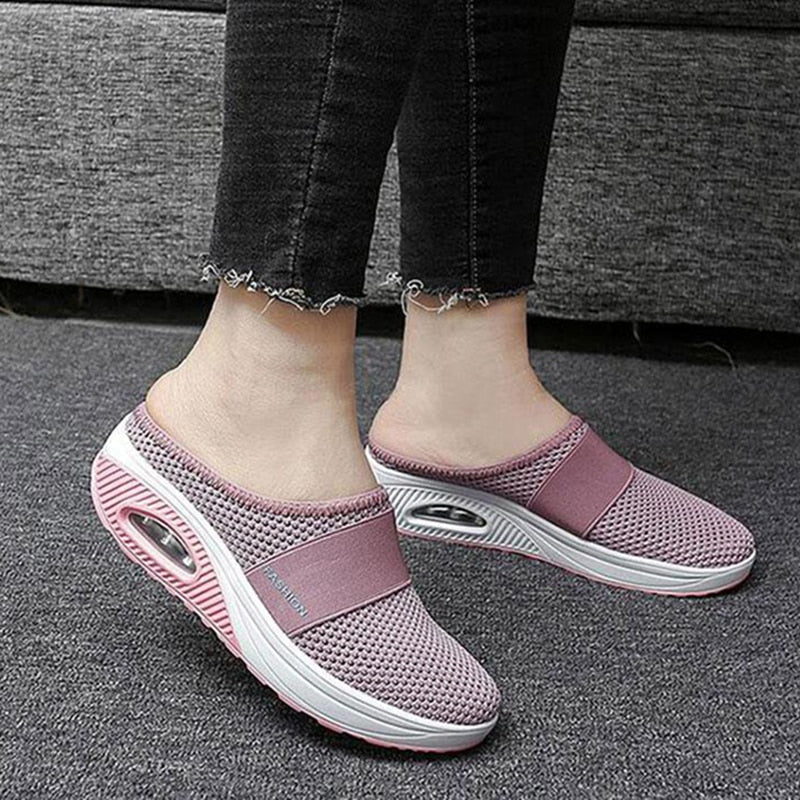 Women Mesh Lightweight Shoes Woman Slippers Wedge Shoes Female Air cushion Sandals Thick Bottem Omen Sneakers Plus Size 43