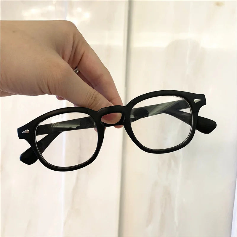 Johnny Depp Style Glasses Man Vintage Round Rivet Eyeglasses Brand Design Small Frame Eyewear Clear Transparent Lens Oculos