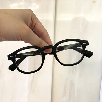 Johnny Depp Style Glasses Man Vintage Round Rivet Eyeglasses Brand Design Small Frame Eyewear Clear Transparent Lens Oculos