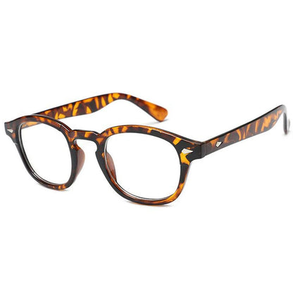 Johnny Depp Style Glasses Man Vintage Round Rivet Eyeglasses Brand Design Small Frame Eyewear Clear Transparent Lens Oculos