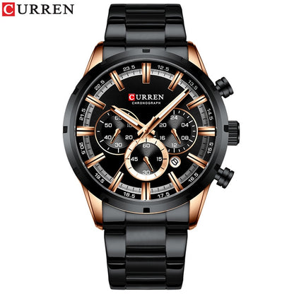 Curren Men's Watch Blue Dial Stainless Steel Band Date Mens Business Male Watches Waterproof Luxuries Men Wrist Watches for Men