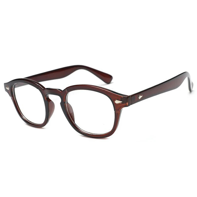 Johnny Depp Style Glasses Man Vintage Round Rivet Eyeglasses Brand Design Small Frame Eyewear Clear Transparent Lens Oculos