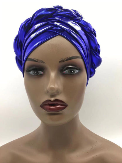 V Shaped Forehead Braids Turban Cap Shinning African Asooke Headtie Nigeria Head Wraps Muslim Headscarf Bonnet Ready Hijab Hat