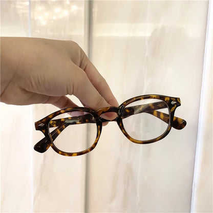 Johnny Depp Style Glasses Man Vintage Round Rivet Eyeglasses Brand Design Small Frame Eyewear Clear Transparent Lens Oculos