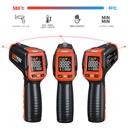 LOMVUM Digital Infrared Thermometer Non Contact Temperature Gun Laser Handheld IR Temp Gun Colorful LCD Display 50-580C Alarm