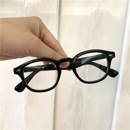 Johnny Depp Style Glasses Man Vintage Round Rivet Eyeglasses Brand Design Small Frame Eyewear Clear Transparent Lens Oculos
