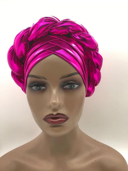 V Shaped Forehead Braids Turban Cap Shinning African Asooke Headtie Nigeria Head Wraps Muslim Headscarf Bonnet Ready Hijab Hat