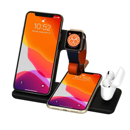 15W Qi Fast Wireless Charger Stand For iPhone 11 XR X 8 Apple Watch 4 in 1 Foldable Charging Dock Station. Accessories