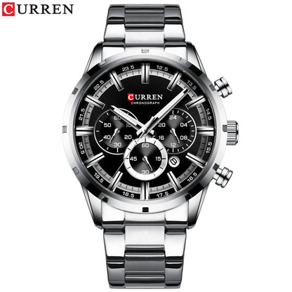 Curren Men's Watch Blue Dial Stainless Steel Band Date Mens Business Male Watches Waterproof Luxuries Men Wrist Watches for Men