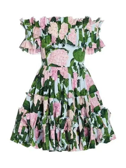 Summer Floral Ruched Dresses