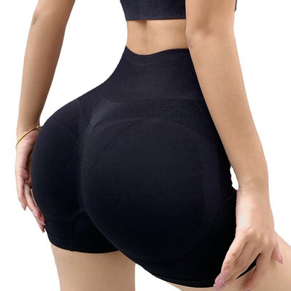 Women Sports Fitness Shorts High Waist Abdomen Breathable Elastic Hip Peach Yoga Pants