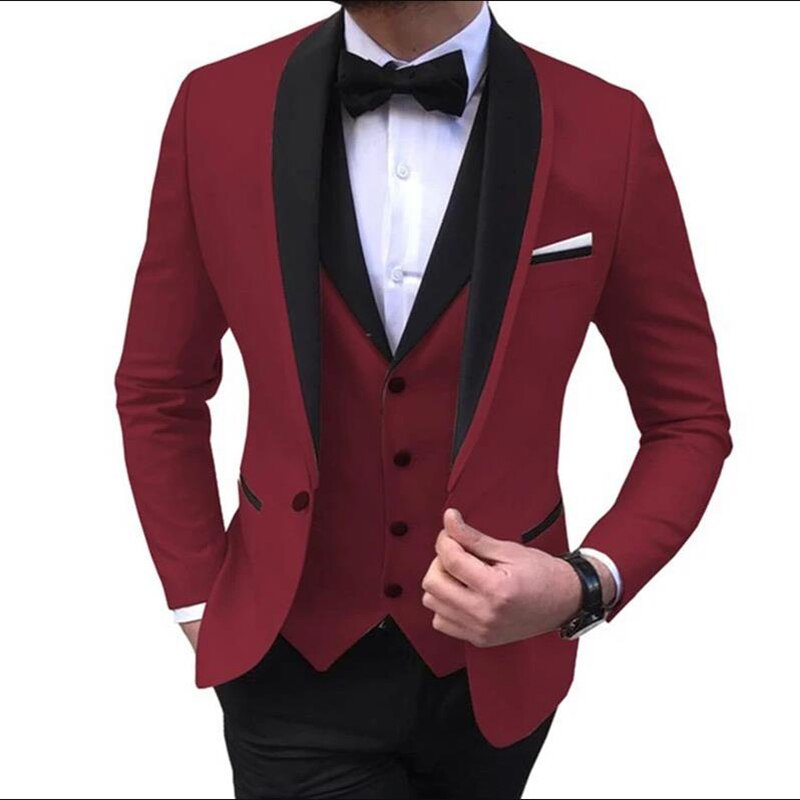 New Men's Suit Wedding 3-Piece Suit Men's Full Suit Fashion Slim Party Casual Men's Blazer Luxury Men's Clothing