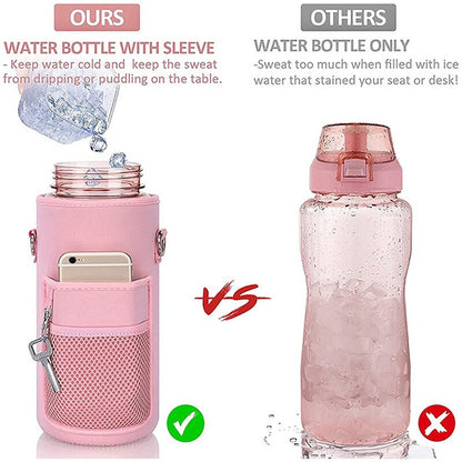 64OZ Water Bottle Case Sleeve Outdoor Sports Insulation Water Bottle Cover Pouch With Carrying Strap Cellphone Holder Bottle Bag