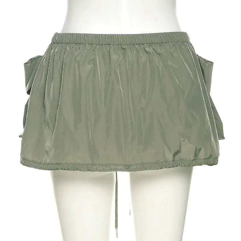 New Type Low Rise Cargo Nylon Mini Skirt