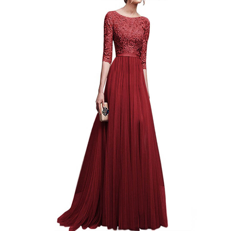 Chiffon Lace Long Dress Large Evening Dress