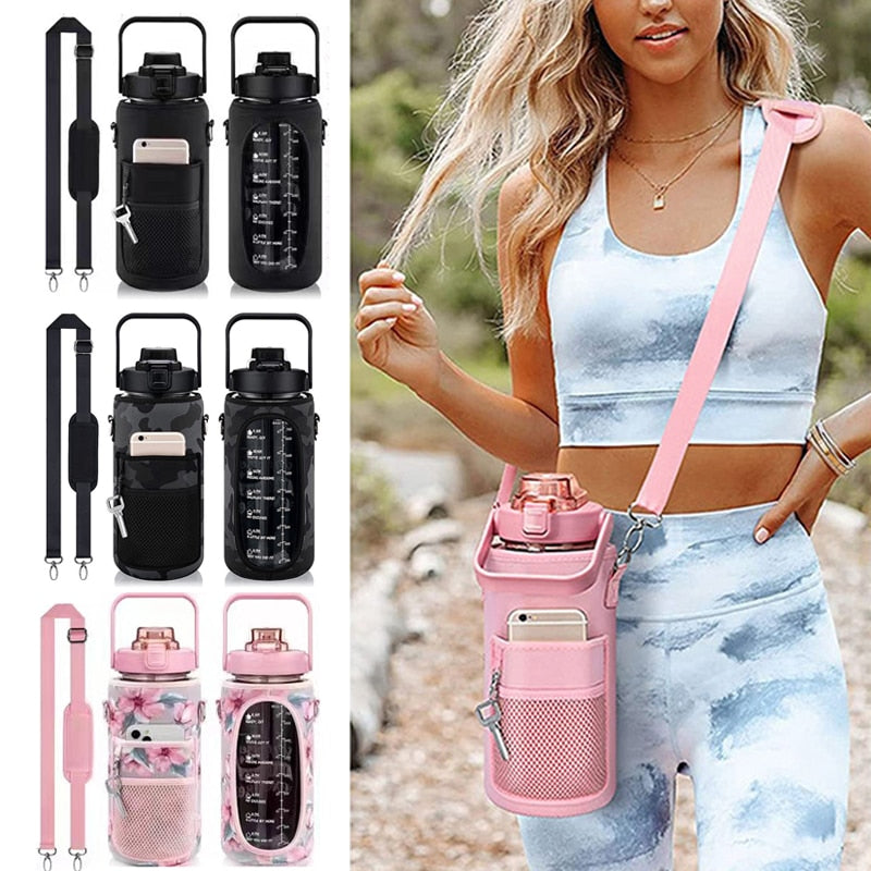 64OZ Water Bottle Case Sleeve Outdoor Sports Insulation Water Bottle Cover Pouch With Carrying Strap Cellphone Holder Bottle Bag